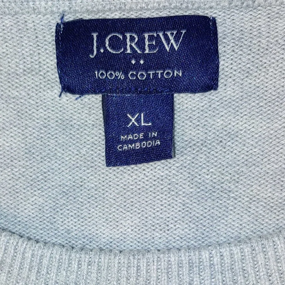 J. Crew Factory Re-Imagined 100% Cotton Crewneck Sweater Tee Size XL Light Grey